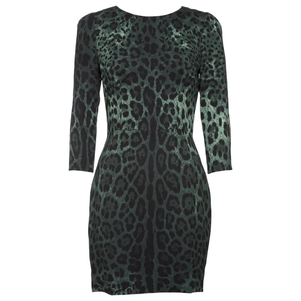 Dolce & Gabbana Mint condition! SILK Green Leopard Print Dress with back zipper. - Picture 3 of 16